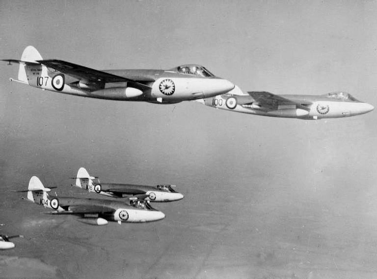 Sea Hawks of 898 Naval Air Squadron in formation, 1954 the straight-wing carrier fighter in its element.