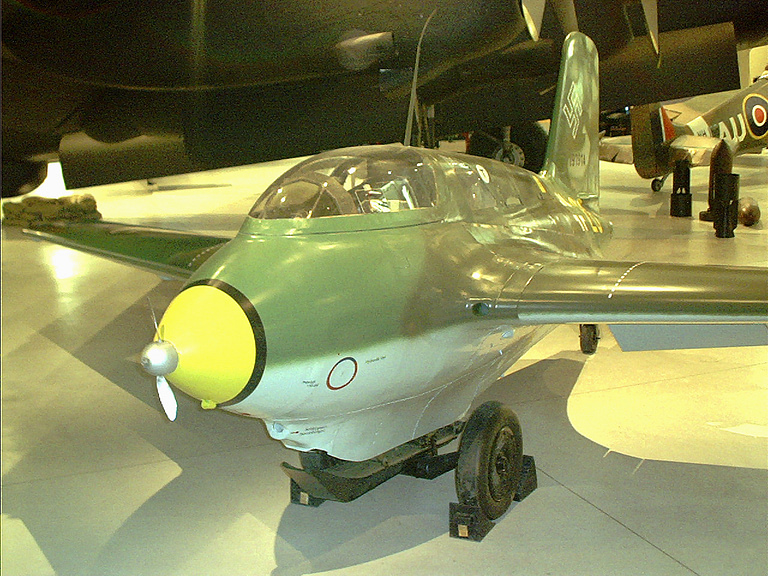 Restored Messerschmitt Me 163 Komet in a museum