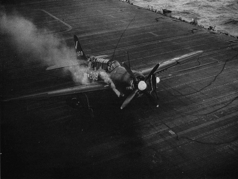 A battle-damaged Curtiss SB2C Helldiver