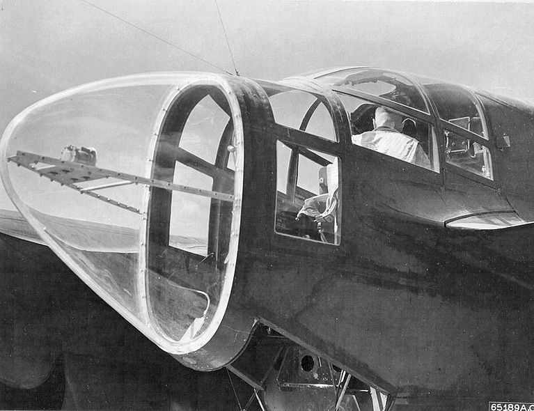 Rear view of a P-61 Black Widow showing the dorsal turret