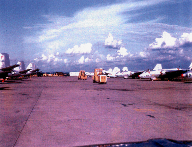 Martin B-57B Canberra bombers on the flight line at Bien Hoa Air Base, South Vietnam.
