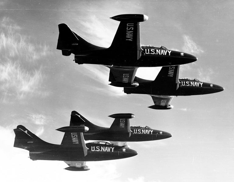 Blue Angels F9F-5 Panthers in formation, 9 January 1954.