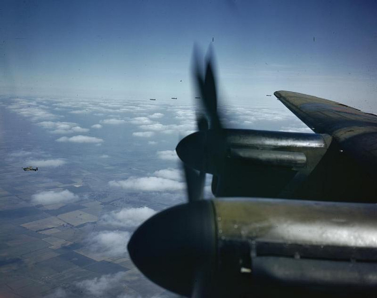 Wartime Lancasters in formation, 26 August 1943 the mainstay of Bomber Commands night offensive.