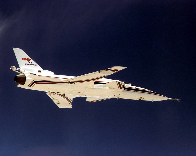 X-29 No. 1 airborne the type made its first flight on 14 December 1984.