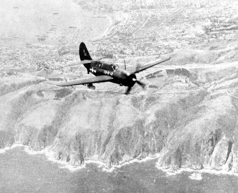 A Curtiss SB2C-5 Helldiver in flight