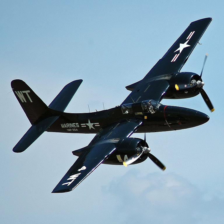 Grumman F7F-3P Tigercat photo-reconnaissance aircraft in flight
