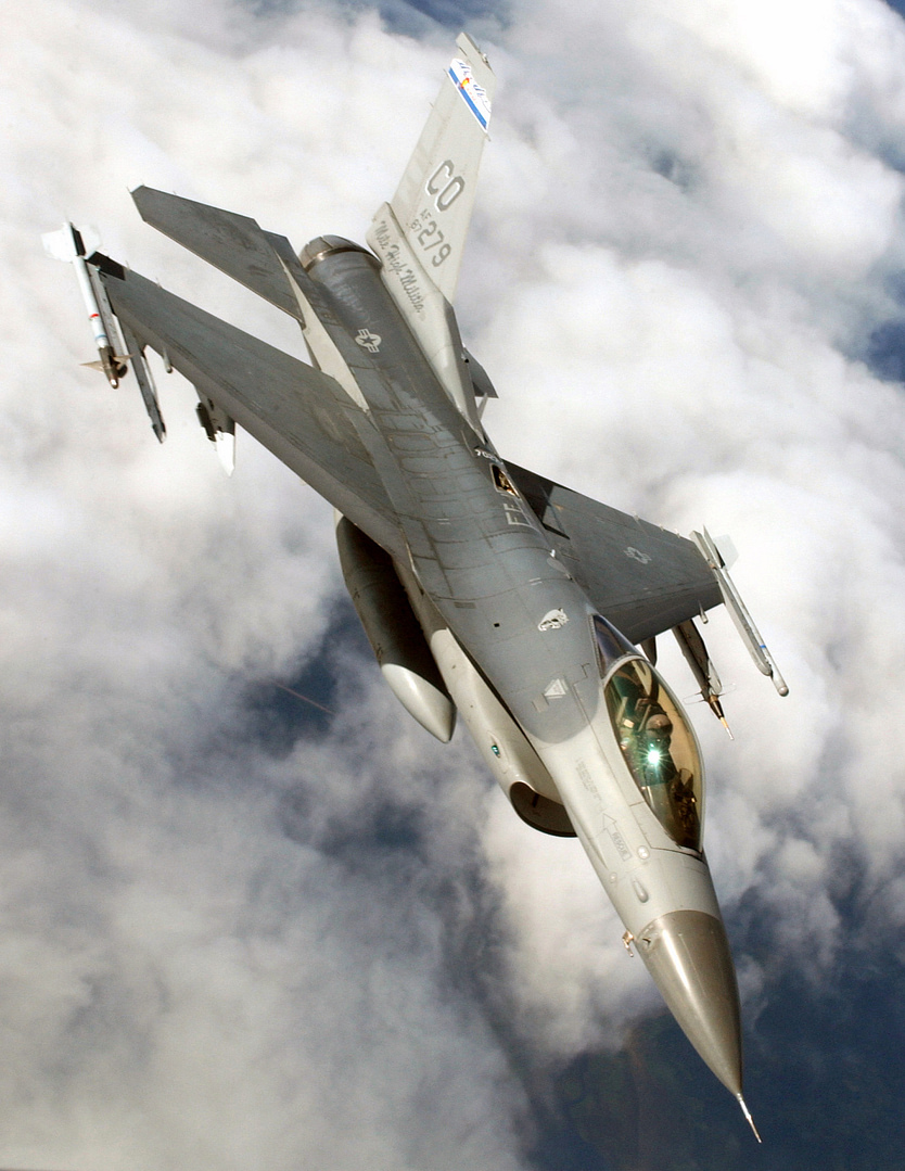 A USAF F-16C Fighting Falcon in flight the most-produced Western fighter of its generation.