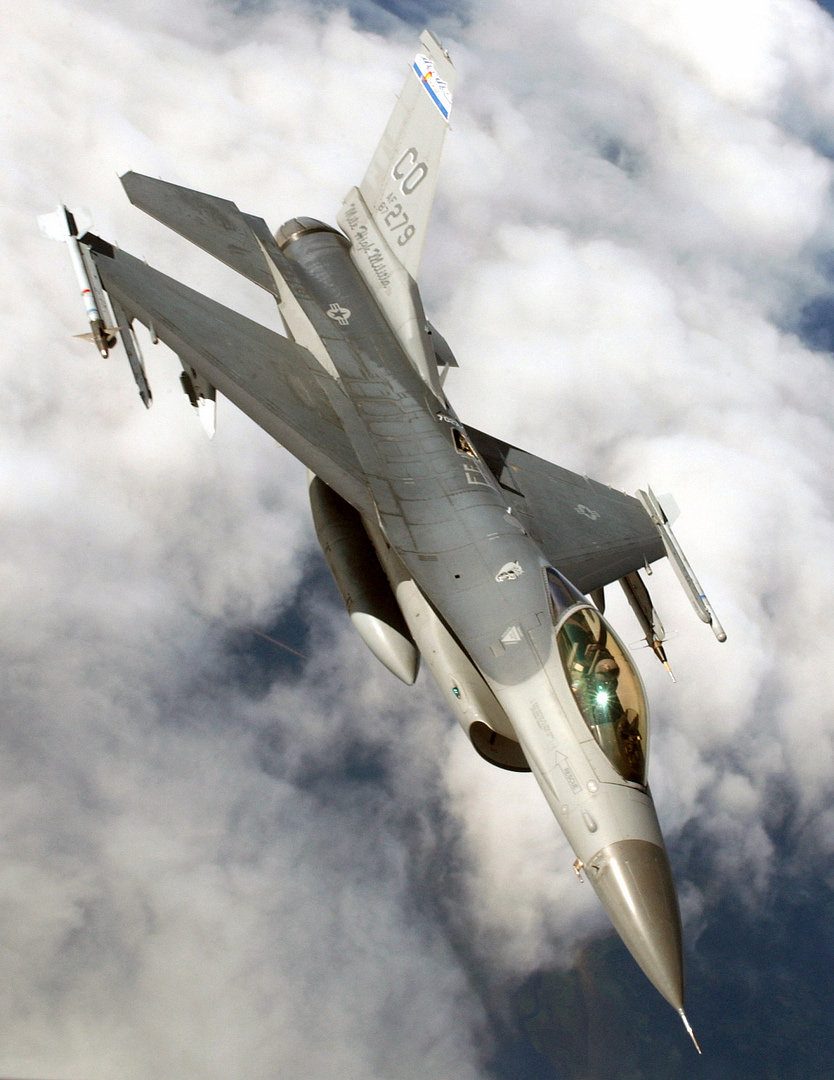 A USAF F-16C Fighting Falcon in flight the most-produced Western fighter of its generation.