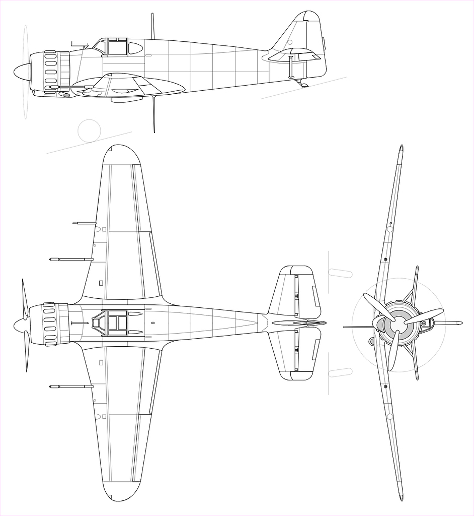 Technical three-view line drawing of the Bloch MB.152