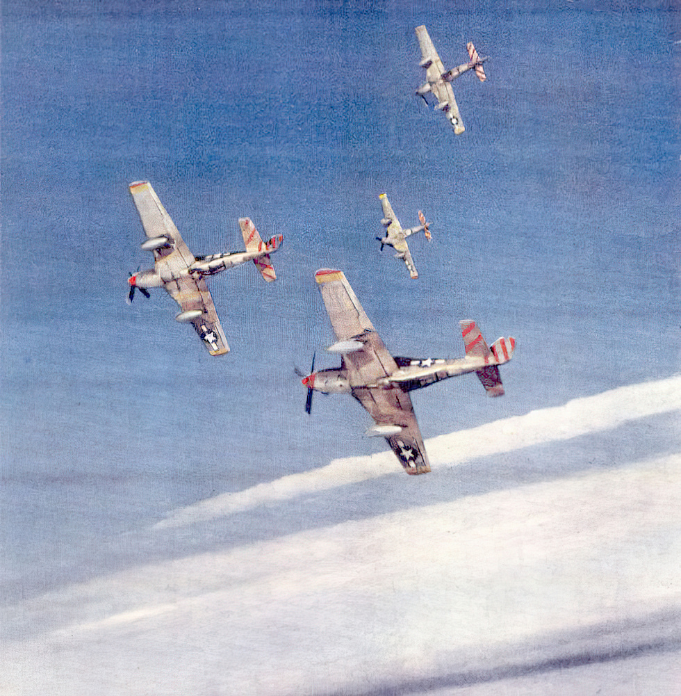 P-51D Mustangs of the 15th Air Force in formation, 1944 the shape of Allied daylight air power.