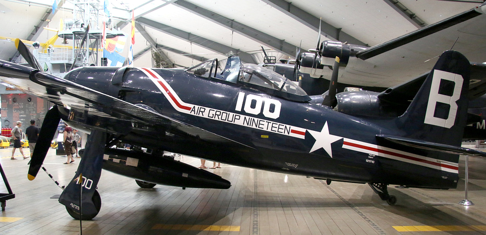 A restored F8F-2P Bearcat preserved at the National Naval Aviation Museum, Pensacola.