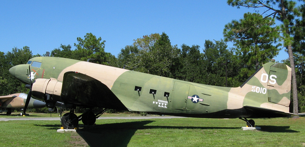 A preserved AC-47 Spooky at the Air Force Armament Museum, Eglin AFB, Florida.