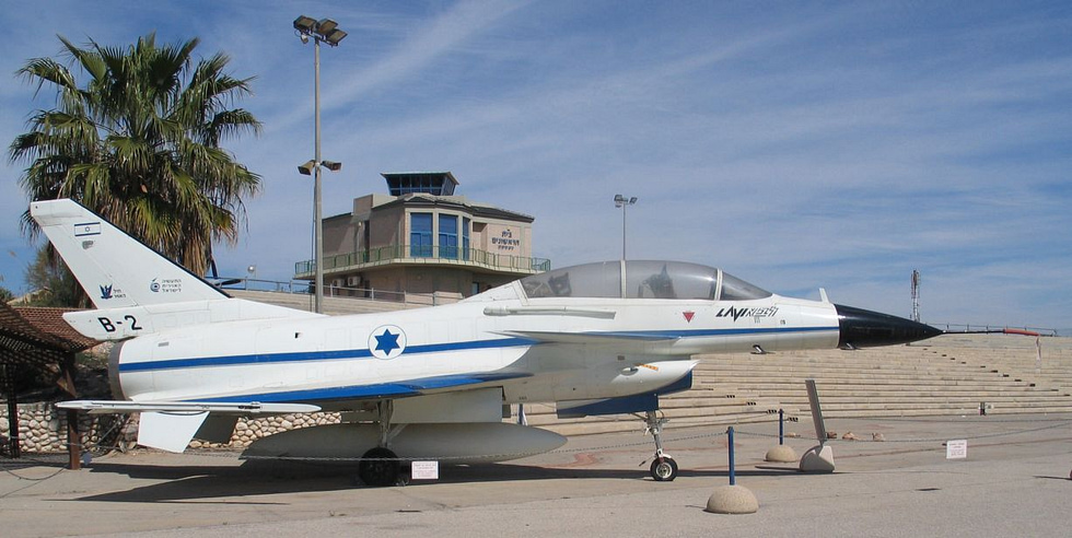 Another view of the Lavi B-2 at Hatzerim, showing the canard foreplanes set just behind the cockpit.