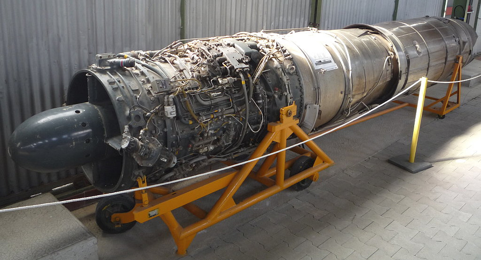 A SNECMA Atar 101G afterburning turbojet the French engine that powered the production aircraft.