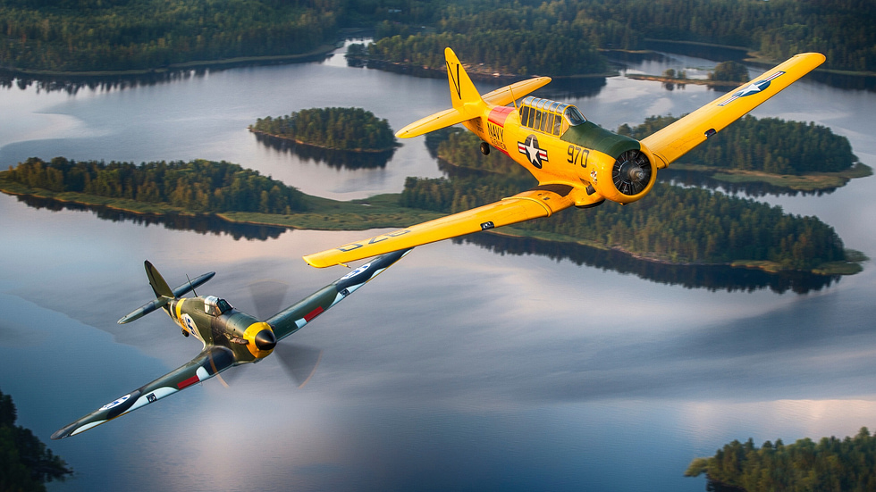 A Hurricane warbird in Finnish Air Force markings Finland was one of many foreign operators.