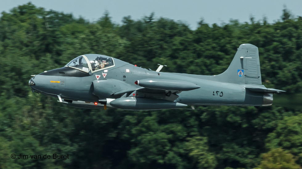 A Strikemaster in Sultan of Omans Air Force colours a nod to the types hardest-fought campaign in Dhofar.