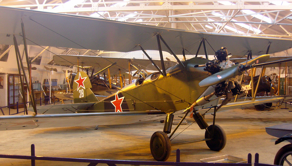 An airworthy Po-2 flying with the Shuttleworth Collection in England.