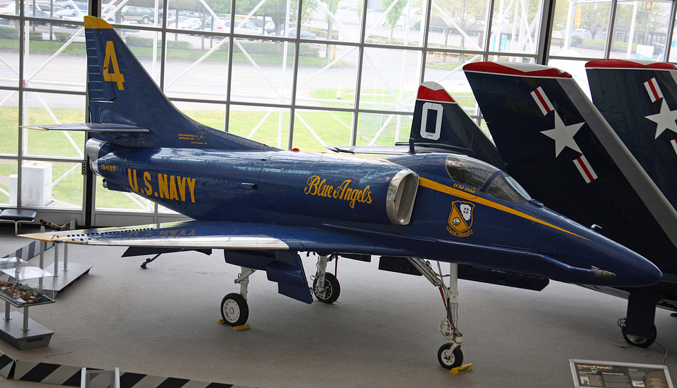 A Blue Angels A-4 Skyhawk II the teams nimble mount from 1974 to 1986.