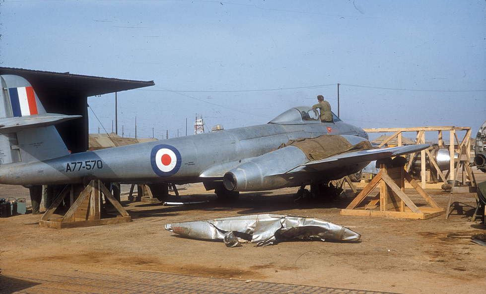 An RAAF No. 77 Squadron Meteor F.8 in Korea outclassed by the MiG-15, it became a ground-attack workhorse.