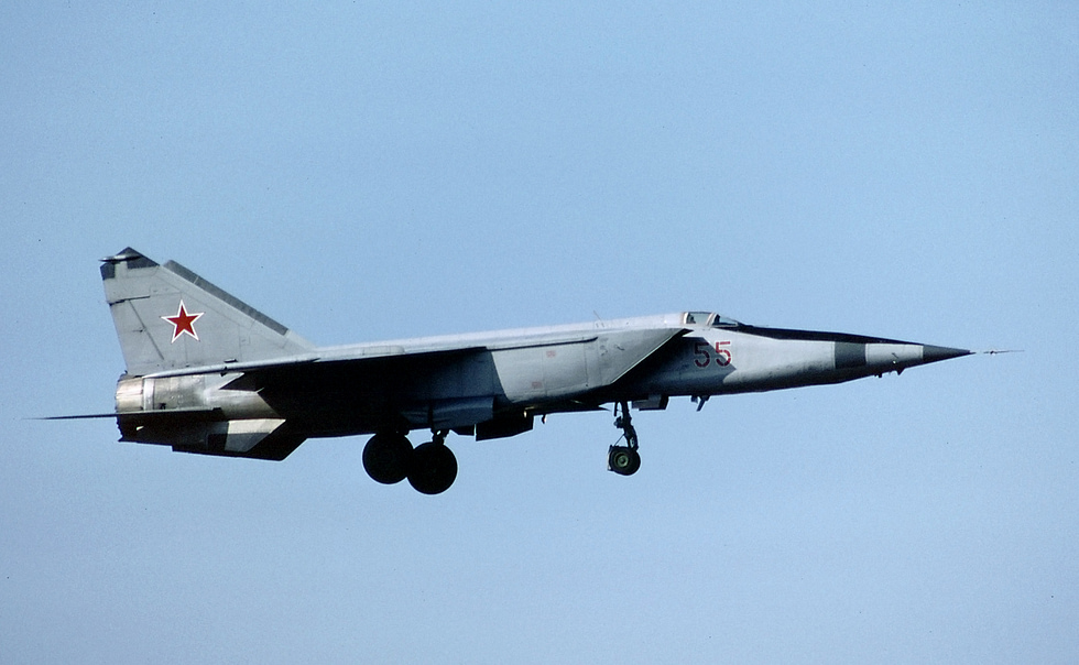 A Mikoyan-Gurevich MiG-25 Foxbat interceptor in flight