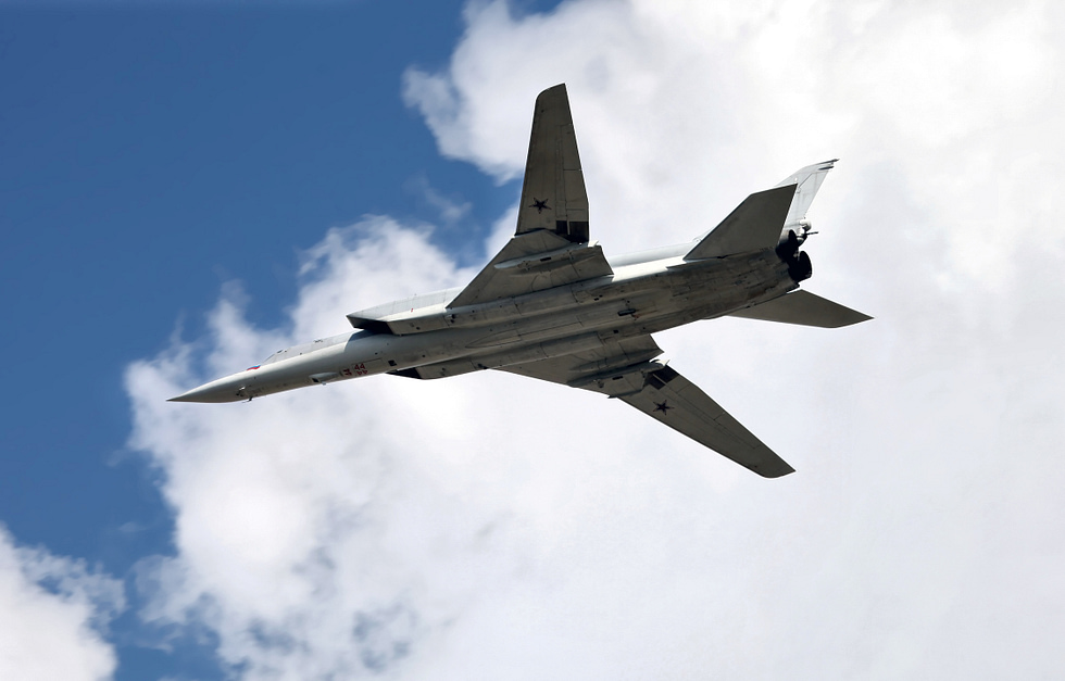 A Russian Tu-22M3 airborne the definitive Backfire-C version.