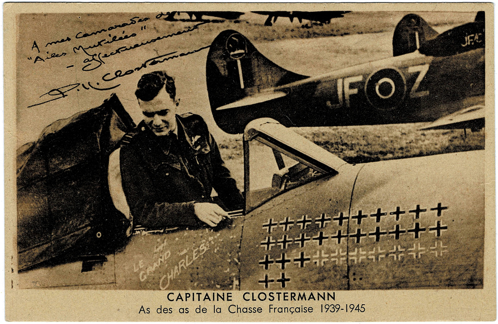 French ace Pierre Clostermann in the cockpit of his Tempest Le Grand Charles.