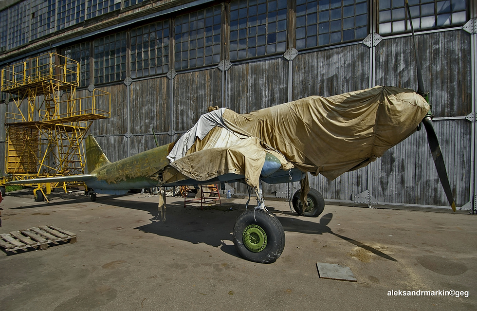 Preserved Ilyushin Il-10 Shturmovik in Soviet markings at Monino