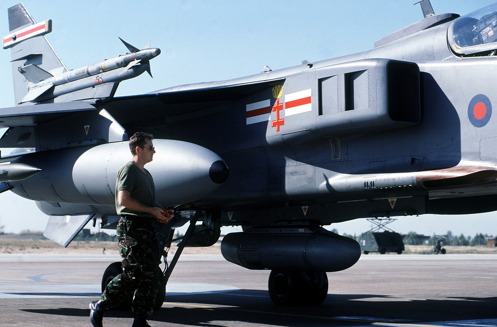A Jaguar GR3 of No. 41 Squadron RAF, the types reconnaissance and strike unit.