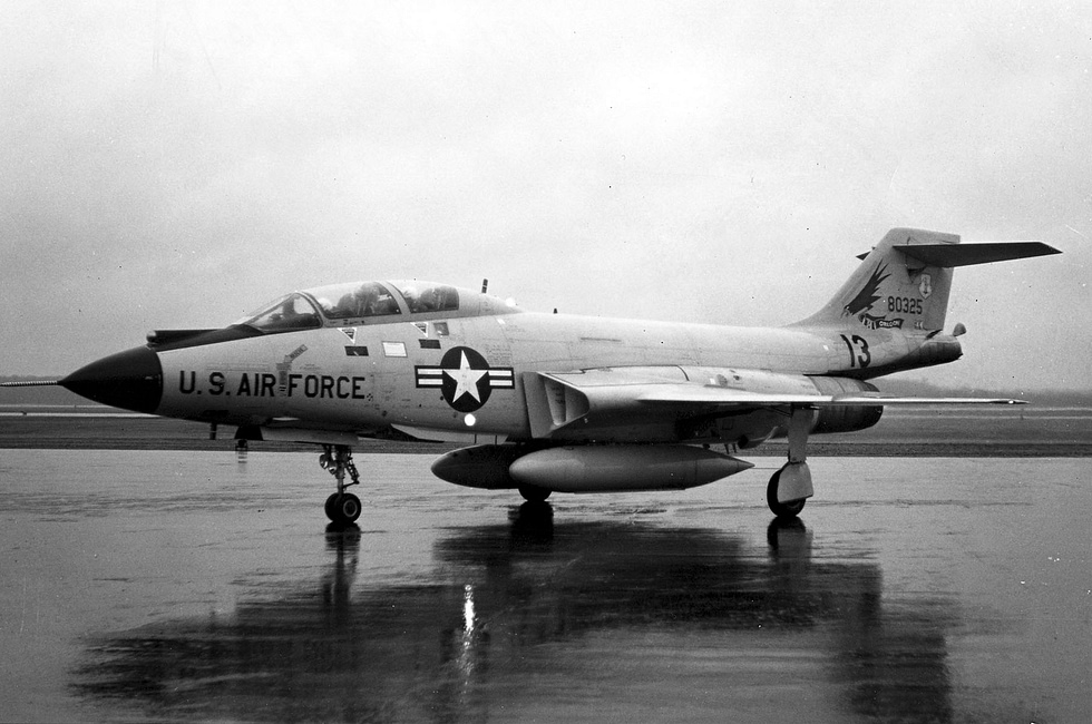 A two-seat F-101B Voodoo interceptor of an Air Defense Command fighter-interceptor squadron.