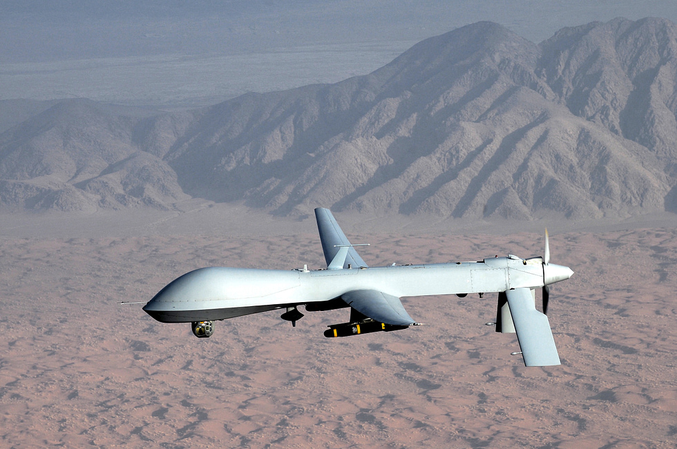 An MQ-1 Predator in flight slow, patient and unmistakable.