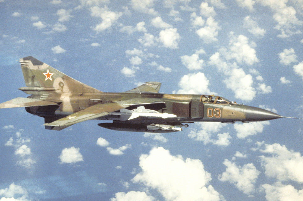 A Soviet MiG-23 Flogger for a decade the most numerous fighter in Soviet Frontal Aviation.