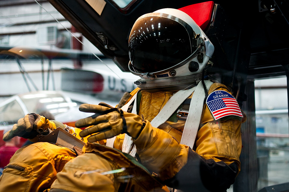 Full-pressure flight suit worn by SR-71 crews, made by the David Clark Company