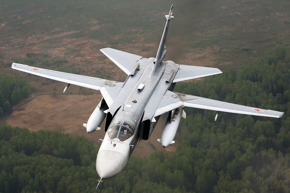A Su-24 Fencer in flight the Soviet answer to the F-111.
