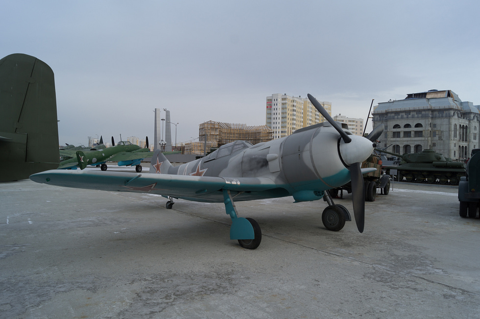 A restored La-5FN at the UMMC Museum Complex, Verkhnyaya Pyshma, in Soviet colours.