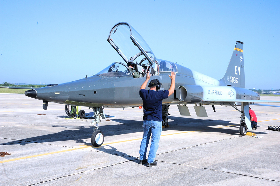 A U.S. Air Force T-38 Talon on a test sortie the shape has barely changed in sixty years.