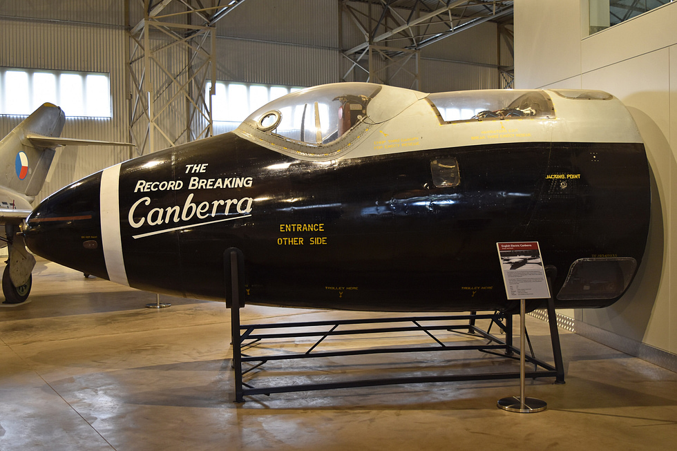 The glazed bomb-aimers nose of an early Canberra a direct echo of the Mosquito it replaced.