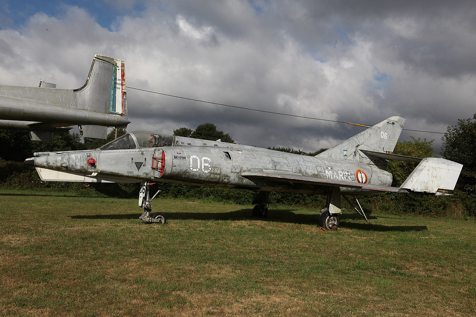 A Dassault Étendard IVM preserved on display, showing its clean swept-wing lines.