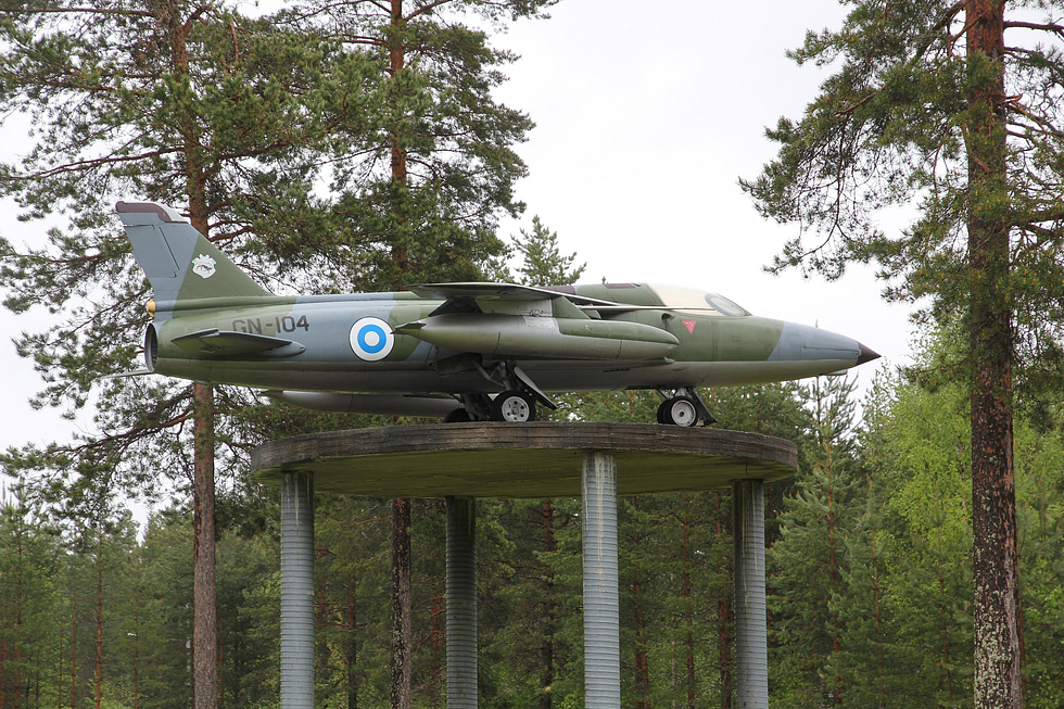 A Finnish Air Force Gnat F.1 (GN-104) Finland was one of the types first export operators.