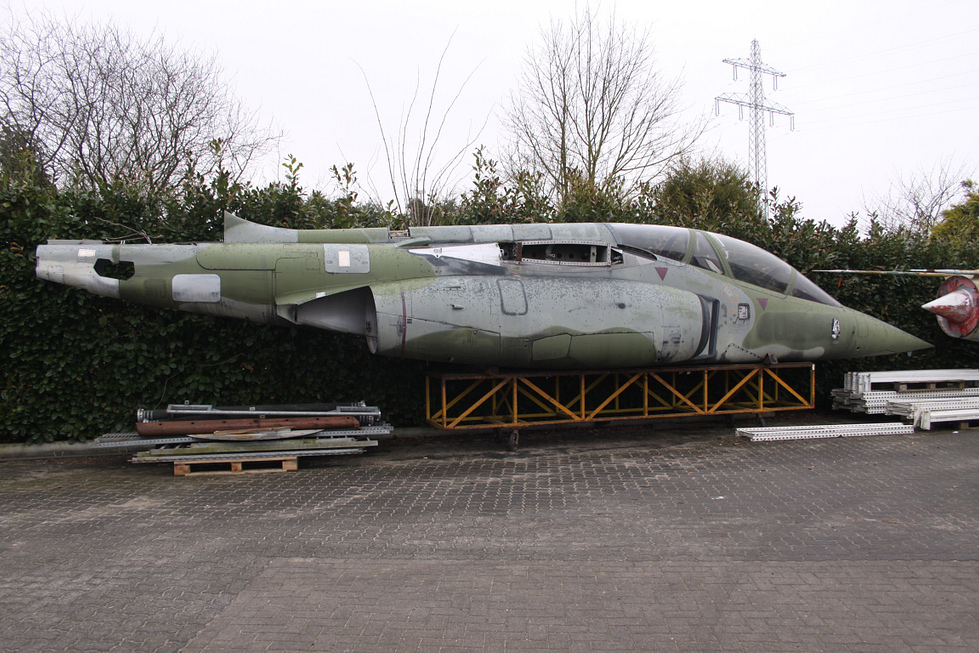 An ex-German Alpha Jet A in the low-level close-support scheme it wore against the Warsaw Pact.
