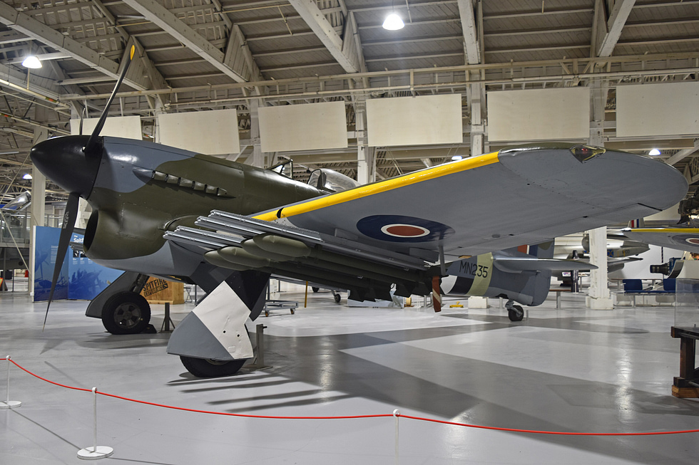 Typhoon IB MN235 the only complete original Typhoon left in the world, at the RAF Museum.