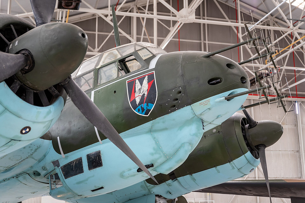 The surviving Ju 88 R-1 night fighter flown to Scotland in 1943, preserved at RAF Museum Cosford.