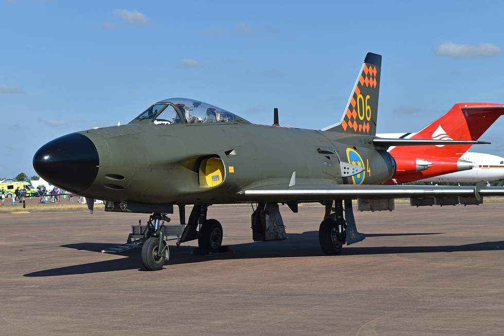An airworthy J32D Lansen target-tug (civil registration SE-RME) one of the last of the breed.