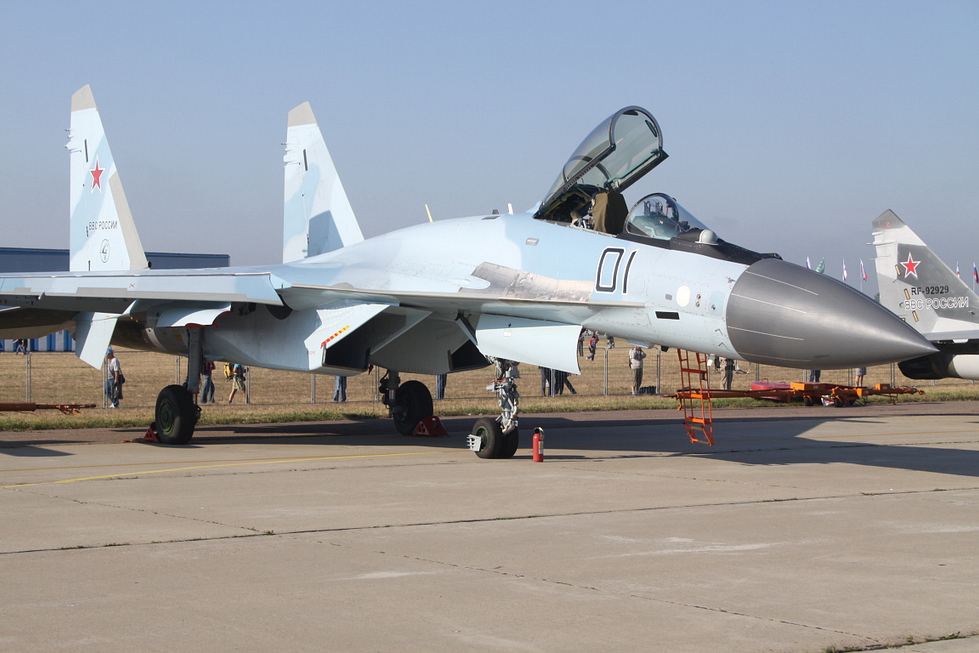 A black-schemed Su-35S of the Russian Aerospace Forces the ultimate expression of the Flanker bloodline.