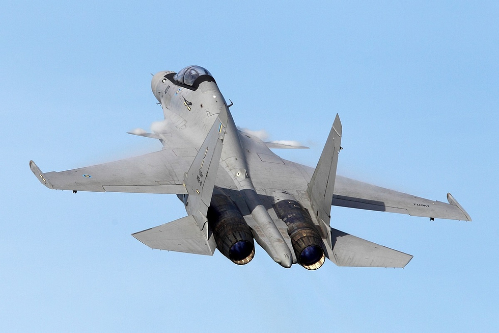 The twin AL-31FP thrust-vectoring nozzles that give the Su-30 its supermaneuverability.