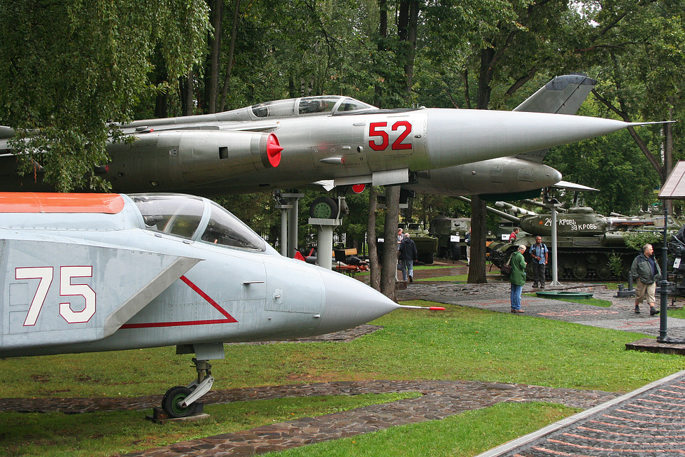 A Yak-28P Firebar interceptor on display the radar-nosed air-defence variant.