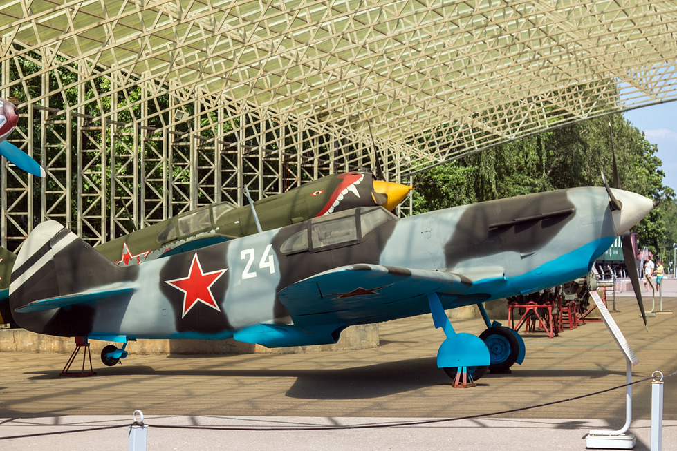 Side profile of a preserved LaGG-3 long nose for the inline V12, faired canopy, all-wood construction.