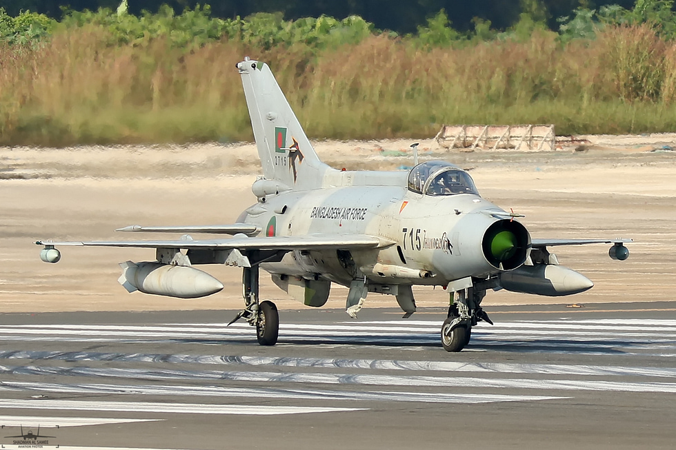 A Bangladesh Air Force F-7BGI the final new-build version, delivered around 2013.