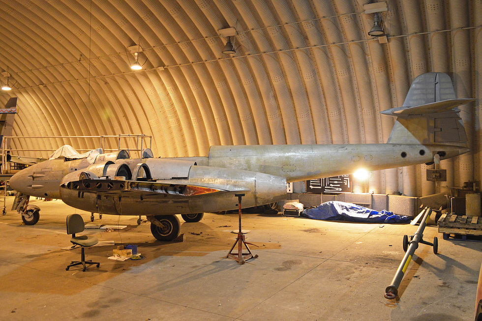 A preserved Gloster Meteor F.8 the definitive straight-wing day fighter.