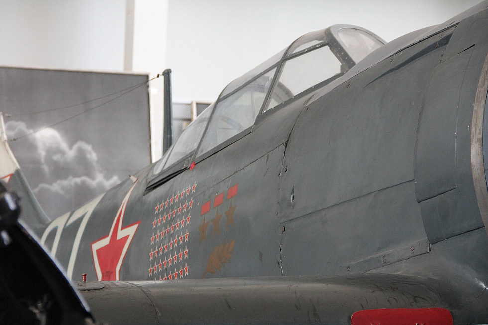 A front three-quarter view showing the fat Shvetsov ASh-82FN radial cowling.