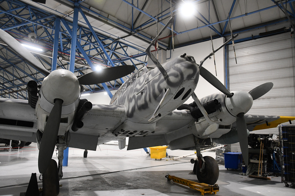 A Bf 110 G-4 night fighter preserved at the RAF Museum London, radar antennas intact one of only two survivors.